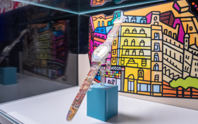 Diseño y producción del espacio para la presentación del reloj Grancelona de Swatch, de Javier Mariscal